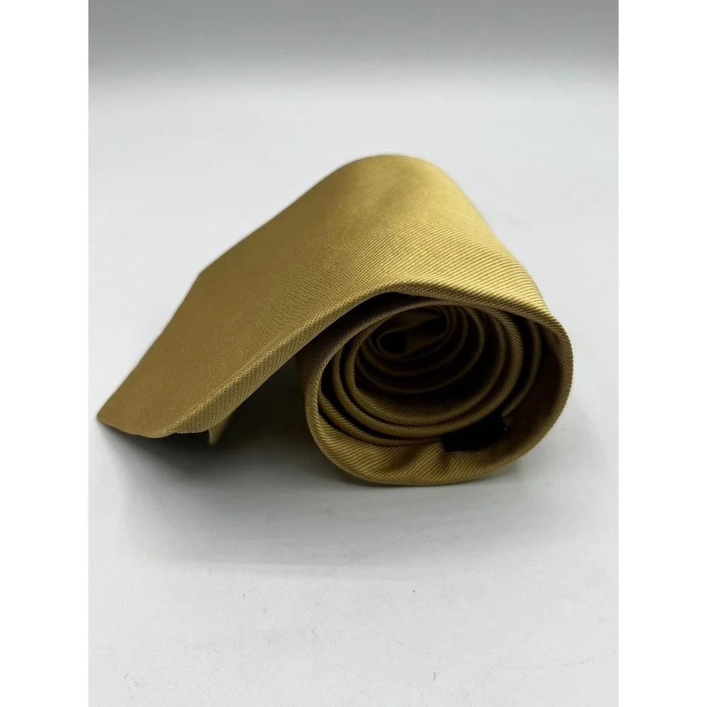 Brothers Makers Pure Silk Woven Gold Men's Necktie Hand Made‎ USA L: 58